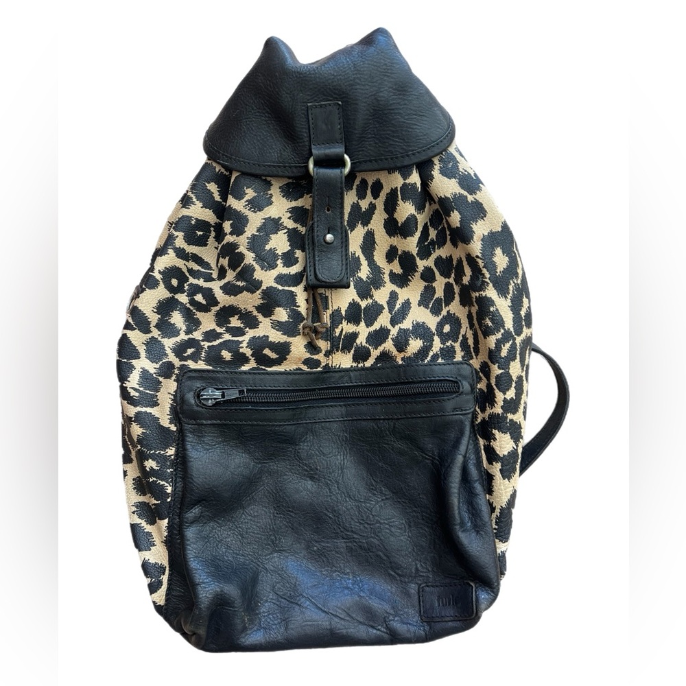 Furla suede leather leopard and black backpack